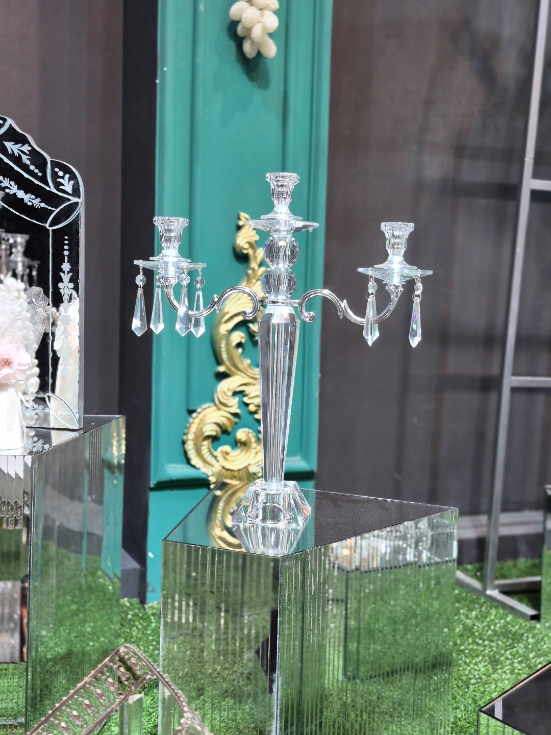 جاشمعی ۳ شاخه کریستالی