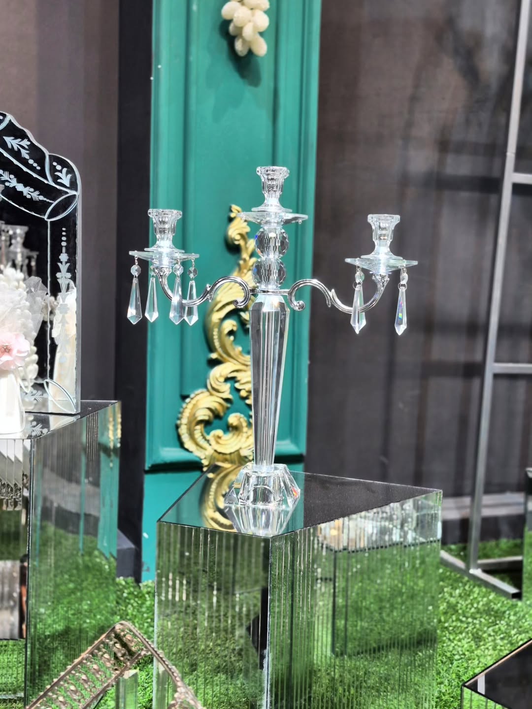 شمعدان ۳ شعله کریستالی